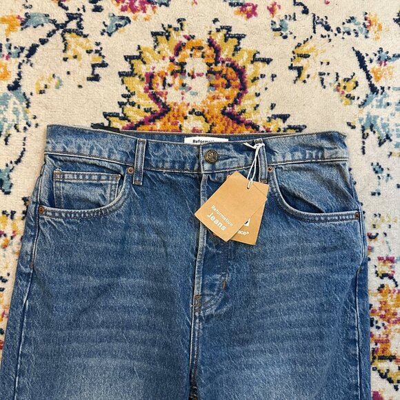 Reformation Cynthia High Rise Straight Jeans Blue Womens Size 29 Button Fly - Picture 5 of 10